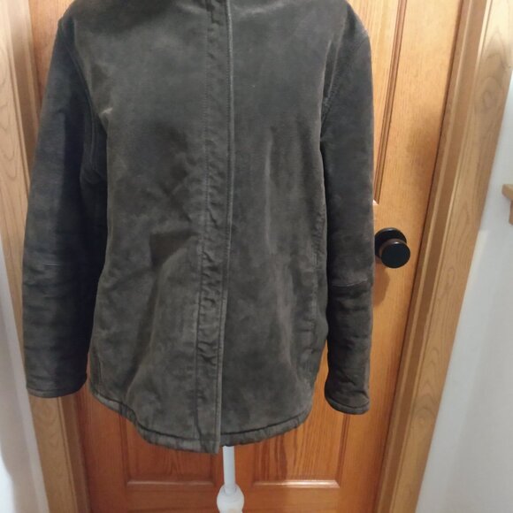 Jones New York Sport Women's Size L Faux Fur Lined Sude Brown Winter Jacket - Picture 4 of 13